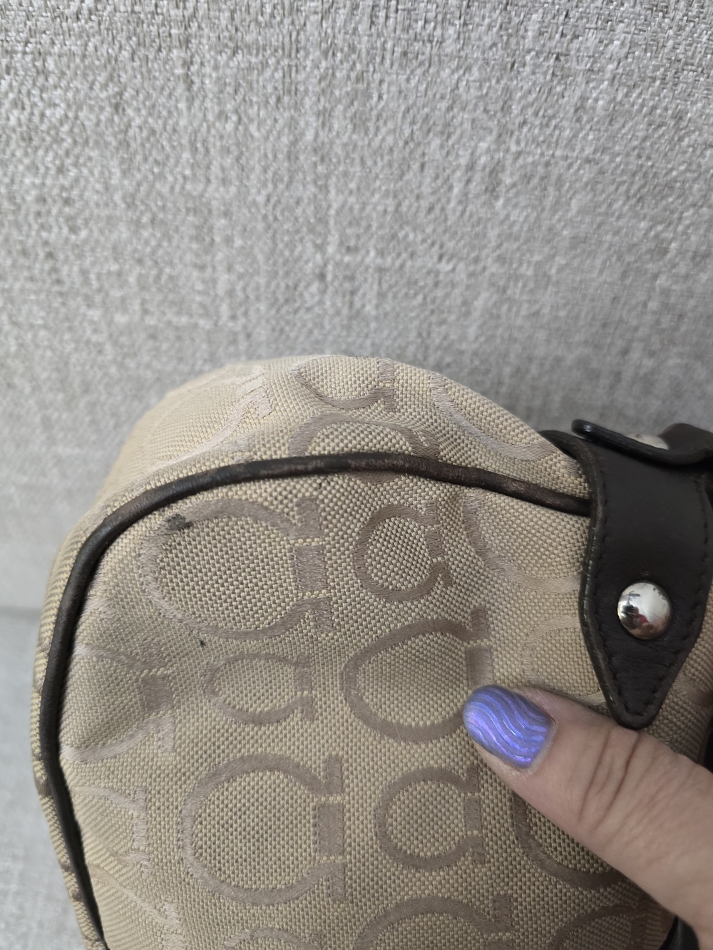 Vintage Salvatore Ferragamo Gancini Monogram Canvas Satchel Bag - Picture 5 of 11